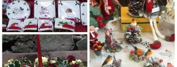 Images of Christmas food, wreaths and decorations