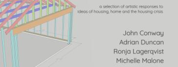 poster design sketch of house with exhibition info text