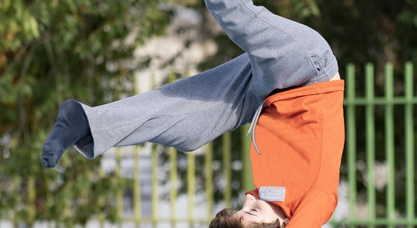 Child doing a handstand